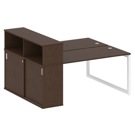 Metal System Quattro Рабочая станция с шкафом-купе на О-образном м/к 50БО.РС-СШК-2.3 Т Венге Цаво/Металл Белый 1810*1475*1098