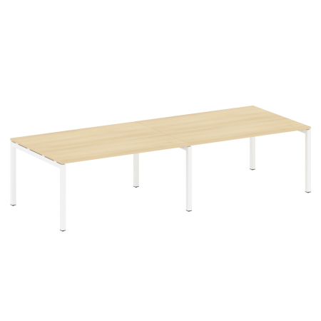 Metal System Quattro Переговорный стол (2 столешницы) на П-образном м/к 50БП.ПРГ-2.4 Акация Лорка/Металл Белый 3200*1235*750