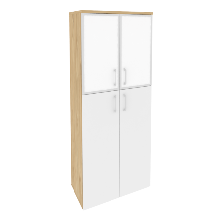 Onix Шкаф высокий широкий O.ST-1.7 R white Тиквуд Светлый/Белый Бриллиант/Стекло White 800*420*1977