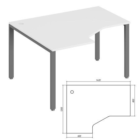 Trend Metal TDM32215445 Эргономичный стол левый 1400x1200x750 белый