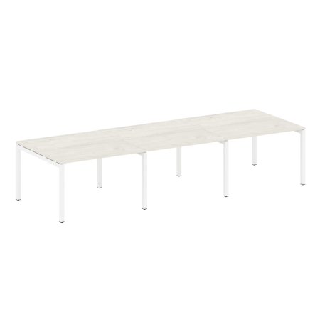 Metal System Quattro Переговорный стол (3 столешницы) на П-оразном м/к 50БП.ПРГ-3.2 Дуб Наварра/Металл Белый 3600*1235*750