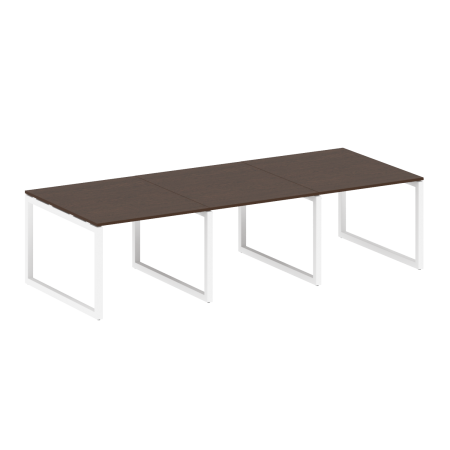 Metal System Quattro Переговорный стол (3 столешницы) на О-оразном м/к 50БО.ПРГ-3.1 Венге Цаво/Металл Белый 3000*1235*750