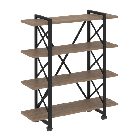 Loft Стеллаж на колесных опорах-4 полки VR.L-MST.K-4.8V Дуб Аризона/Металл Черный 1200*400*1334