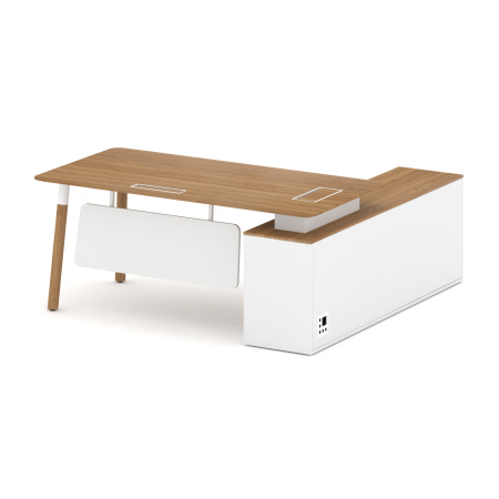 Fresco Стол руководителя FR.SR-18 (L) Дуб Светлый/Белый Бриллиант UM/Металл Белый/Нерж. Сталь 1800*1798*750