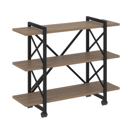 Loft Стеллаж на колесных опорах-3 полки VR.L-MST.K-3.8V Дуб Аризона/Металл Черный 1200*400*968