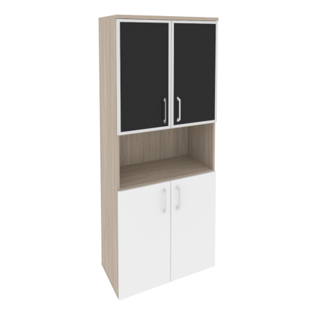 Onix Шкаф высокий широкий O.ST-1.4 R black Дуб Аттик/Белый Бриллиант/Cтекло Black 800*420*1977 Onix Шкаф высокий широкий O.ST-1.4 R black Дуб Аттик/Белый Бриллиант/Cтекло Black 800*420*1977