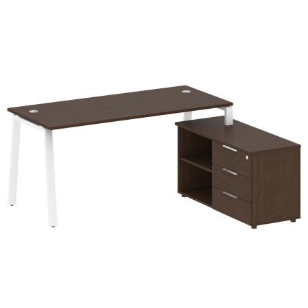 Metal System Рабочая станция с тумбой на А-образном м/к БА.РС-СТС-2.4 (R) Венге Цаво/Металл Белый 1700*1520*750 Metal System Рабочая станция с тумбой на А-образном м/к БА.РС-СТС-2.4 (R) Венге Цаво/Металл Белый 1700*1520*750