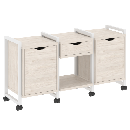 Loft Тумба на колесных опорах VR.L-TN-7.K Денвер Светлый/Металл Белый 1440*460*767 Loft Тумба на колесных опорах VR.L-TN-7.K Денвер Светлый/Металл Белый 1440*460*767