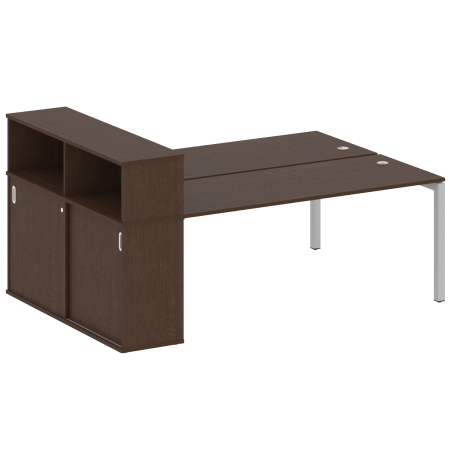 Metal System Quattro Рабочая станция с шкафом-купе на П-образном м/к 50БП.РС-СШК-2.5 Т Венге Цаво/Металл Серый 2210*1475*1098