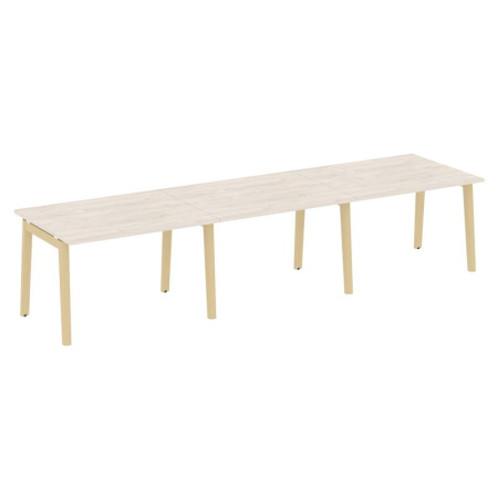 Onix Wood Стол переговорный (3 столешницы) OW.PRG-3.2 Денвер Светлый/Дуб Светлый/Металл Белый 3540*980*750