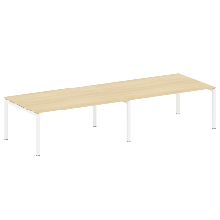 Metal System Quattro Переговорный стол (2 столешницы) на П-образном м/к 50БП.ПРГ-2.5 Акация Лорка/Металл Белый 3600*1235*750