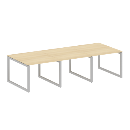 Metal System Quattro Переговорный стол (3 столешницы) на О-оразном м/к 50БО.ПРГ-3.1 Акация Лорка/Металл Серый 3000*1235*750