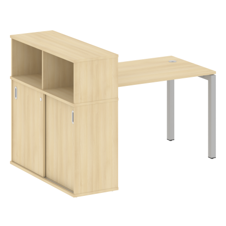 Metal System Quattro Стол письменный с шкафом-купе на П-образном м/к 50БП.РС-СШК-3.2 Т Акация Лорка/Металл Серый 1610*1120*1098