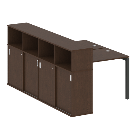 Metal System Quattro Рабочая станция с шкафом-купе на П-образном м/к 50БП.РС-СШК-4.1 Т Венге Цаво/Металл Антрацит 1410*2332*1098