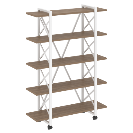 Loft Стеллаж на колесных опорах-5 полок VR.L-MST.K-5.8V Дуб Аризона/Металл Белый 1200*400*1704