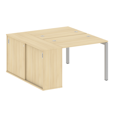 Metal System Quattro Рабочая станция с шкафом-купе на П-образном м/к 50БП.РС-СШК-1.1 Т Акация Лорка/Металл Серый 1410*1475*750