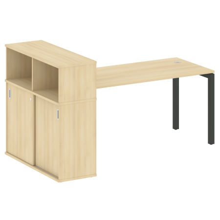 Metal System Quattro Стол письменный с шкафом-купе на П-образном м/к 50БП.РС-СШК-3.4 Т Акация Лорка/Металл Антрацит 2010*1120*1098