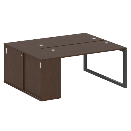 Metal System Quattro Рабочая станция с шкафом-купе на О-образном м/к 50БО.РС-СШК-1.3 Т Венге Цаво/Металл Антрацит 1810*1475*750