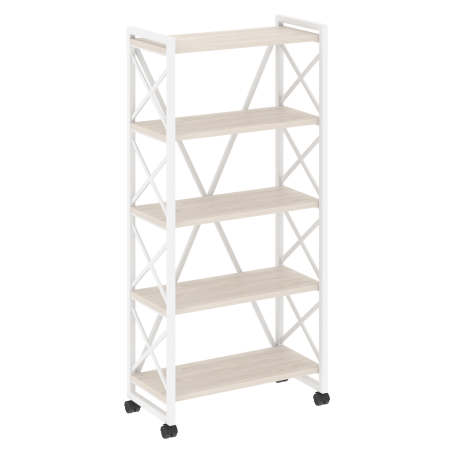 Loft Стеллаж на колесных опорах-5 полок VR.L-MST.K-5.8 Денвер Светлый/Металл Белый 800*400*1704