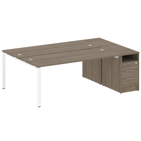 Metal System Рабочая станция с тумбой на П-образном м/к БП.РС-СТП-2.5 Вяз Благородный/Металл Белый 2212*1475*750 Metal System Рабочая станция с тумбой на П-образном м/к БП.РС-СТП-2.5 Вяз Благородный/Металл Белый 2212*1475*750