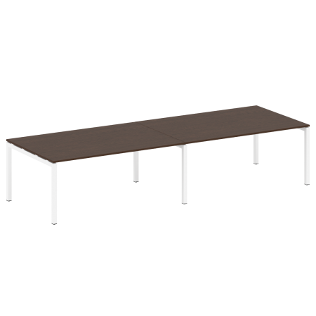 Metal System Quattro Переговорный стол (2 столешницы) на П-образном м/к 50БП.ПРГ-2.5 Венге Цаво/Металл Белый 3600*1235*750