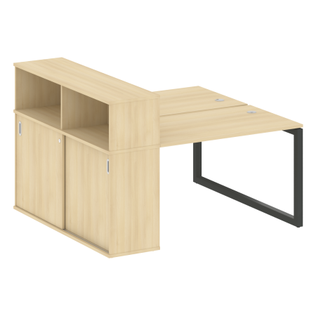 Metal System Quattro Рабочая станция с шкафом-купе на О-образном м/к 50БО.РС-СШК-2.2 Т Акация Лорка/Металл Антрацит 1610*1475*1098