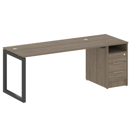 Metal System Quattro Рабочая станция с тумбой на О-образном м/к 50БО.РС-СТП-1.4 Вяз Благородный/Металл Антрацит 2012*720*750 Metal System Quattro Рабочая станция с тумбой на О-образном м/к 50БО.РС-СТП-1.4 Вяз Благородный/Металл Антрацит 2012*720*750