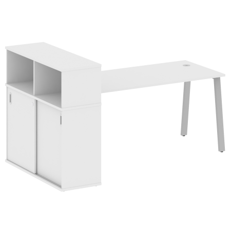 Metal System Стол письменный с шкафом-купе на А-образном м/к БА.РС-СШК-3.4 Т Белый/Металл Серый 2010*1120*1098 Metal System Стол письменный с шкафом-купе на А-образном м/к БА.РС-СШК-3.4 Т Белый/Металл Серый 2010*1120*1098