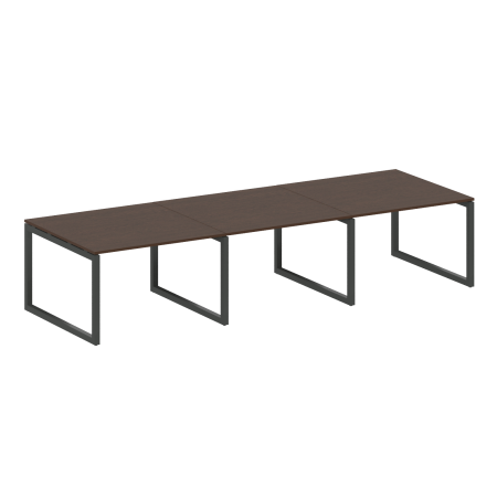 Metal System Quattro Переговорный стол (3 столешницы) на О-оразном м/к 50БО.ПРГ-3.2 Венге Цаво/Металл Антрацит 3600*1235*750