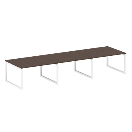 Metal System Quattro Переговорный стол (3 столешницы) на О-оразном м/к 50БО.ПРГ-3.3 Венге Цаво/Металл Белый 4200*1235*750