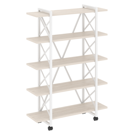 Loft Стеллаж на колесных опорах-5 полок VR.L-MST.K-5.8V Денвер Светлый/Металл Белый 1200*400*1704