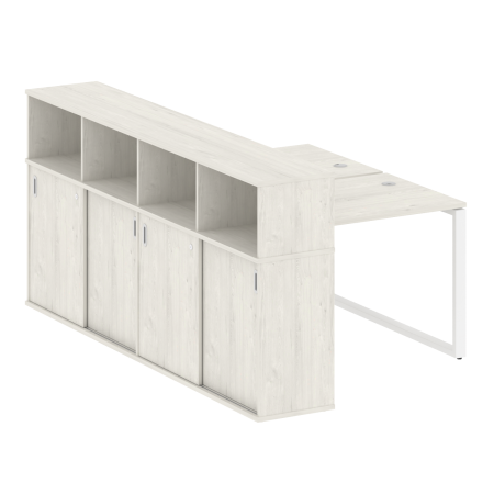 Metal System Рабочая станция с шкафом-купе на О-образном м/к БО.РС-СШК-4.1 Т Дуб Наварра/Металл Белый 1410*2332*1098 Metal System Рабочая станция с шкафом-купе на О-образном м/к БО.РС-СШК-4.1 Т Дуб Наварра/Металл Белый 1410*2332*1098