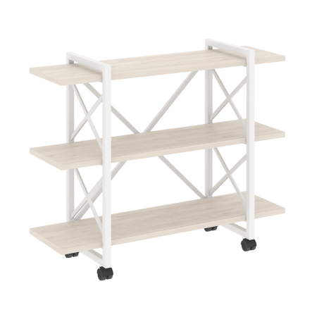 Loft Стеллаж на колесных опорах-3 полки VR.L-MST.K-3.8V Денвер Светлый/Металл Белый 1200*400*968