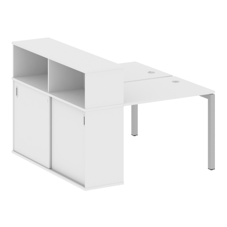 Metal System Quattro Рабочая станция с шкафом-купе на П-образном м/к 50БП.РС-СШК-2.1 Т Белый/Металл Серый 1410*1475*1098 Metal System Quattro Рабочая станция с шкафом-купе на П-образном м/к 50БП.РС-СШК-2.1 Т Белый/Металл Серый 1410*1475*1098