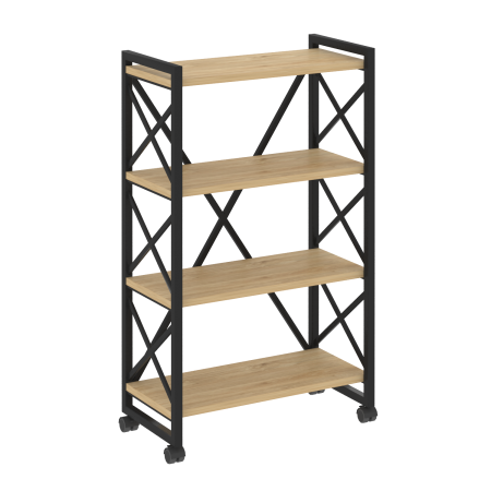 Loft Стеллаж на колесных опорах-4 полки VR.L-MST.K-4.8 Тиквуд Светлый/Металл Черный 800*400*1334