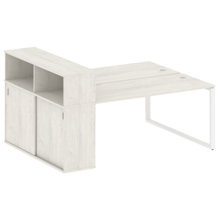 Metal System Рабочая станция с шкафом-купе на О-образном м/к БО.РС-СШК-2.4 Т Дуб Наварра/Металл Белый 2010*1475*1098 Metal System Рабочая станция с шкафом-купе на О-образном м/к БО.РС-СШК-2.4 Т Дуб Наварра/Металл Белый 2010*1475*1098