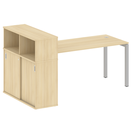 Metal System Quattro Стол письменный с шкафом-купе на П-образном м/к 50БП.РС-СШК-3.4 Т Акация Лорка/Металл Серый 2010*1120*1098
