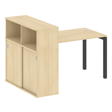 Metal System Quattro Стол письменный с шкафом-купе на П-образном м/к 50БП.РС-СШК-3.2 Т Акация Лорка/Металл Антрацит 1610*1120*1098