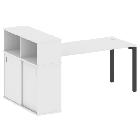 Metal System Quattro Стол письменный с шкафом-купе на П-образном м/к 50БП.РС-СШК-3.4 Т Белый/Металл Антрацит 2010*1120*1098