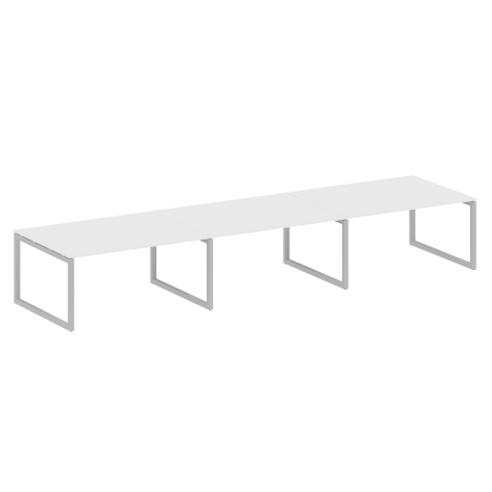 Metal System Quattro Переговорный стол (3 столешницы) на О-оразном м/к 50БО.ПРГ-3.4 Белый/Металл Серый 4800*1235*750
