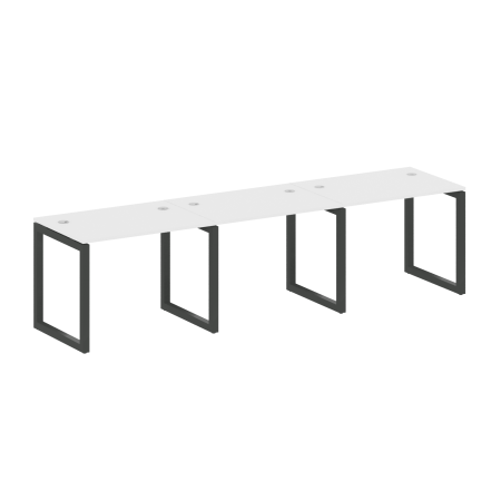 Metal System Quattro Рабочая станция на 3 места на О-образном м/к 50БО.СМ-3.1 Белый/Металл Антрацит 3000*720*750