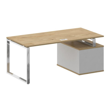 Shift Стол руководителя с опорной тумбой, левый SK.SRT-180 (L) Тиквуд Светлый/Белый Бриллиант 1800*904*753