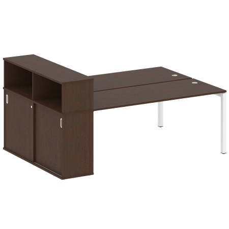 Metal System Quattro Рабочая станция с шкафом-купе на П-образном м/к 50БП.РС-СШК-2.5 Т Венге Цаво/Металл Белый 2210*1475*1098