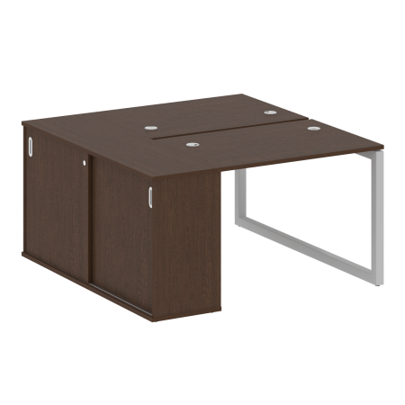 Metal System Quattro Рабочая станция с шкафом-купе на О-образном м/к 50БО.РС-СШК-1.1 Т Венге Цаво/Металл Серый 1410*1475*750