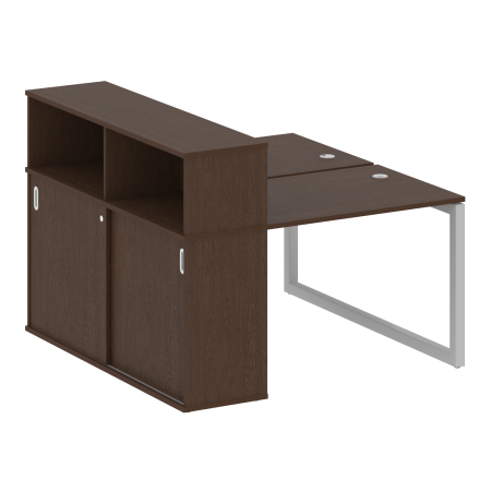 Metal System Quattro Рабочая станция с шкафом-купе на О-образном м/к 50БО.РС-СШК-2.1 Т Венге Цаво/Металл Серый 1410*1475*1098