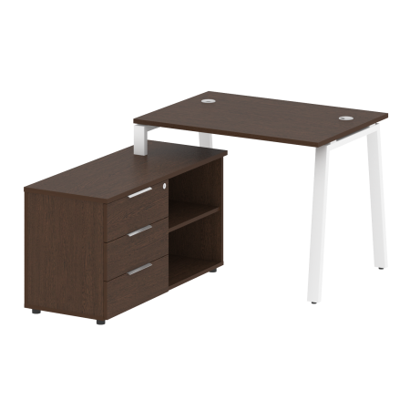 Metal System Рабочая станция с тумбой на А-образном м/к БА.РС-СТС-2.1 (L) Венге Цаво/Металл Белый 1100*1520*750 Metal System Рабочая станция с тумбой на А-образном м/к БА.РС-СТС-2.1 (L) Венге Цаво/Металл Белый 1100*1520*750