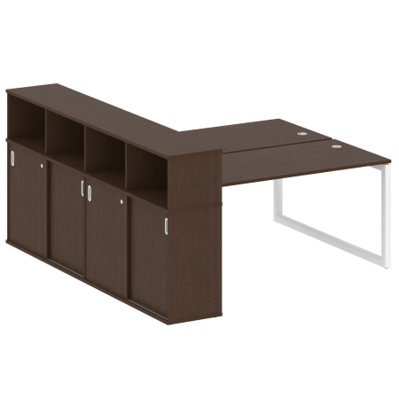 Metal System Quattro Рабочая станция с шкафом-купе на О-образном м/к 50БО.РС-СШК-4.4 Т Венге Цаво/Металл Белый 2010*2332*1098