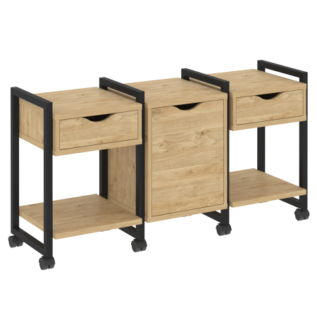 Loft Тумба на колесных опорах VR.L-TN-6.K Тиквуд Светлый/Металл Черный 1440*460*767