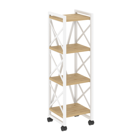 Loft Стеллаж на колесных опорах-4 полки VR.L-MST.K-4.4 Тиквуд Светлый/Металл Белый 400*400*1334