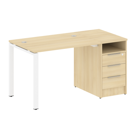 Metal System Рабочая станция с тумбой на П-образном м/к БП.РС-СТП-1.1 Акация Лорка/Металл Белый 1412*720*750 Metal System Рабочая станция с тумбой на П-образном м/к БП.РС-СТП-1.1 Акация Лорка/Металл Белый 1412*720*750